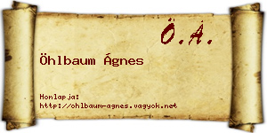 Öhlbaum Ágnes névjegykártya
